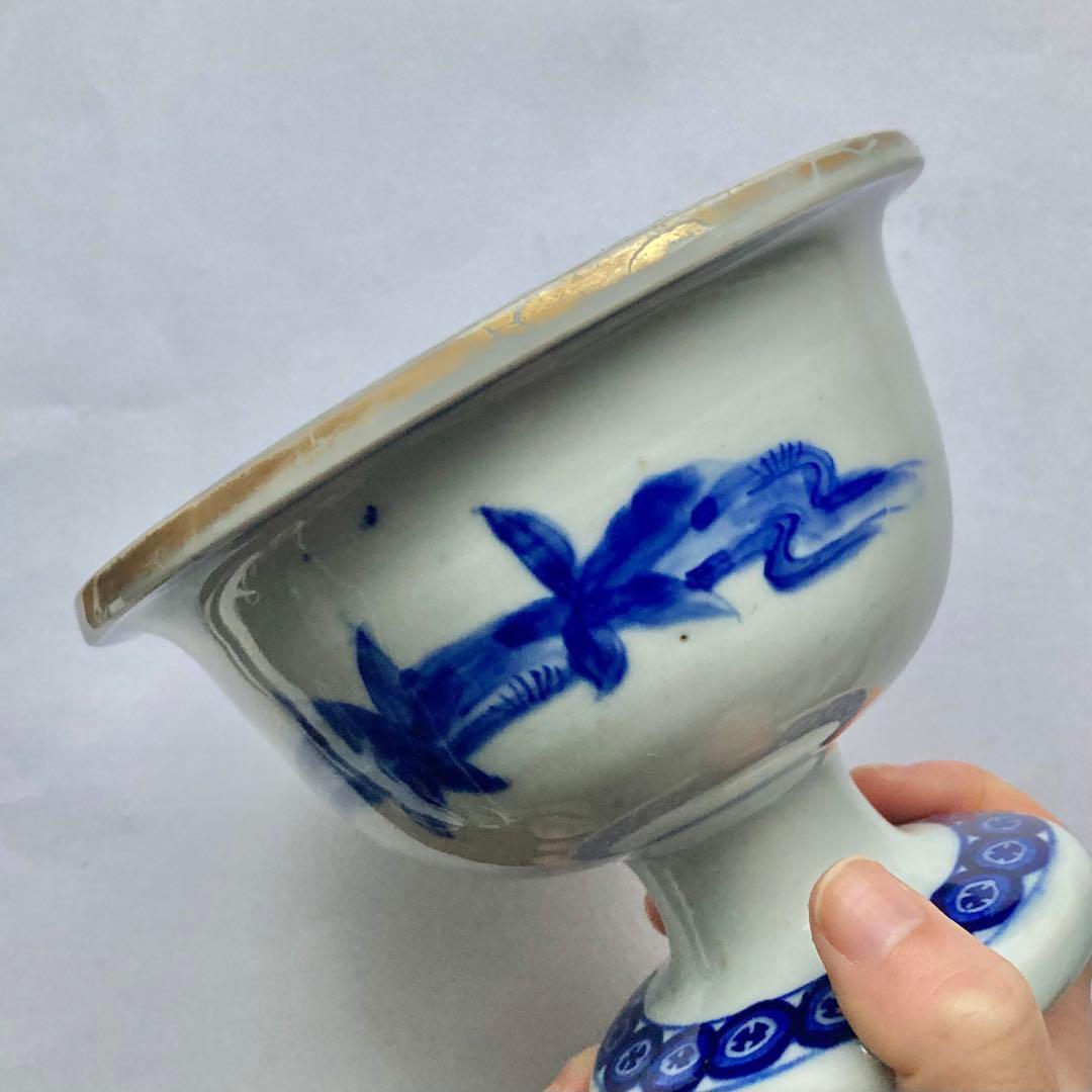 染錦色絵千鳥杯洗 器 吾山窯や源六製、大聖寺伊万里