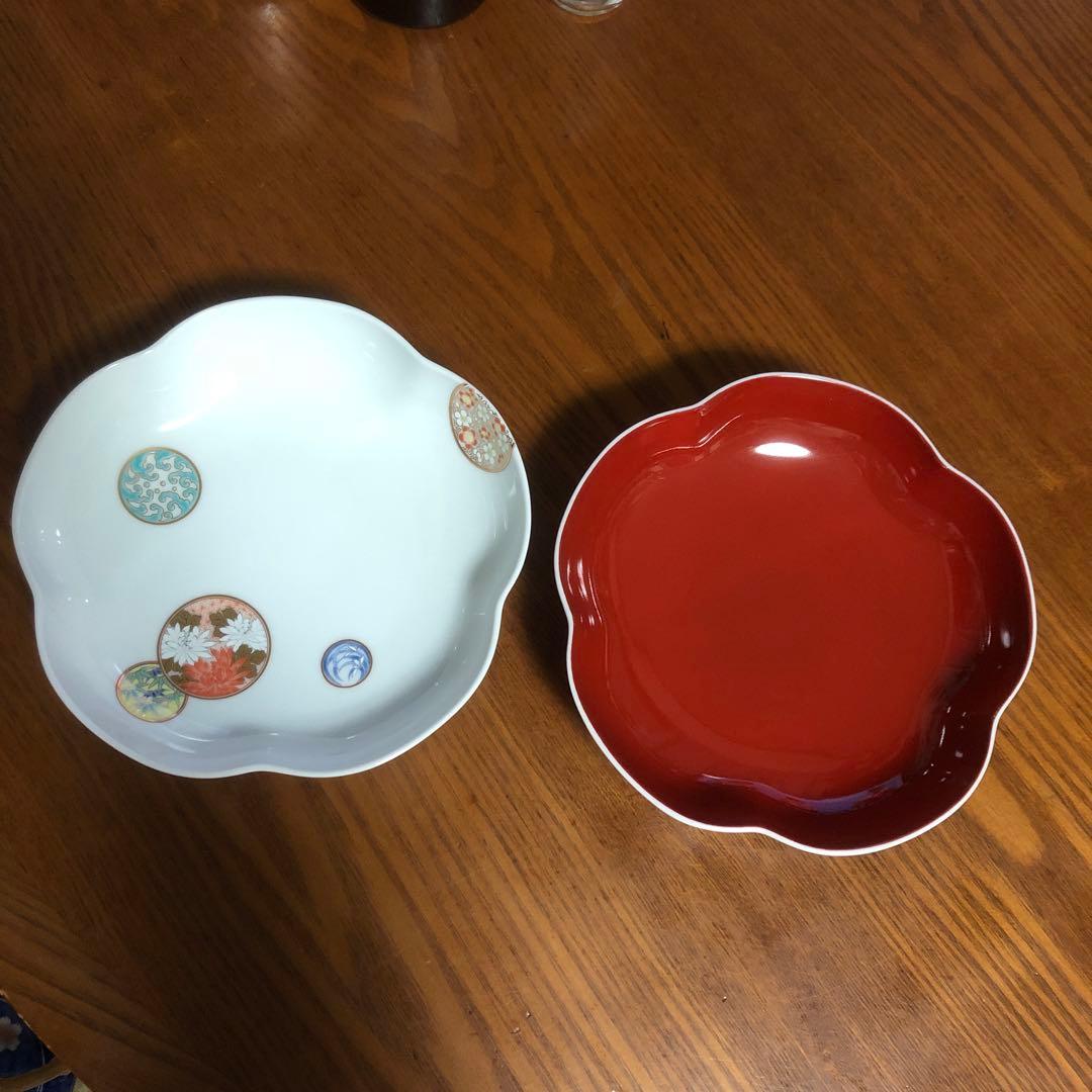 深川製磁 寿赤絵、朱皿 2枚セット - メルカリ