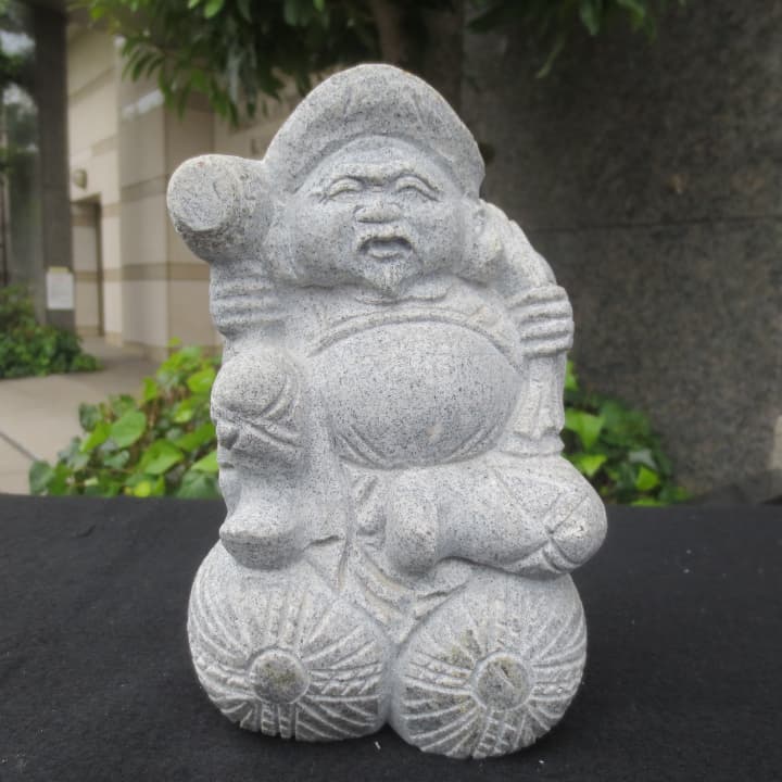 大黒天（Ｂ） 大黒様 置物 オブジェ 縁起物 雑貨 御影石 みかげ 大黒天 だいこくてん 大黒様 だいこくさま 置物 石材彫刻品 オブジェ