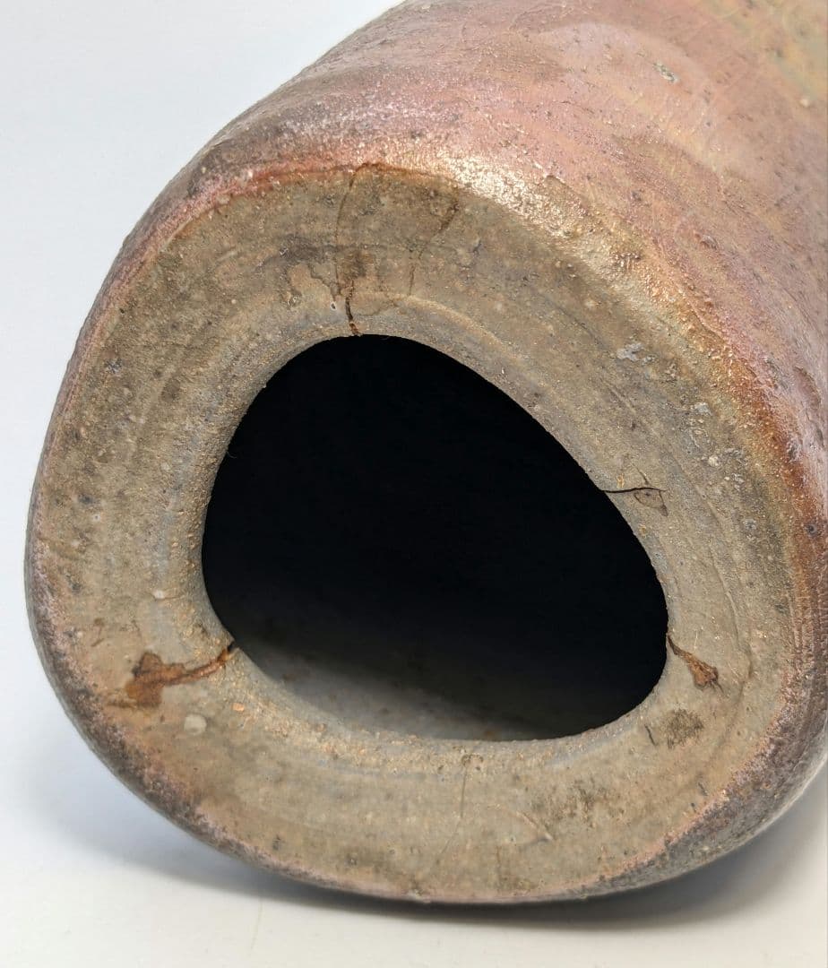 岡山県重要無形文化財 山本雄一 備前焼 三角花入 花瓶 花器 フラワー