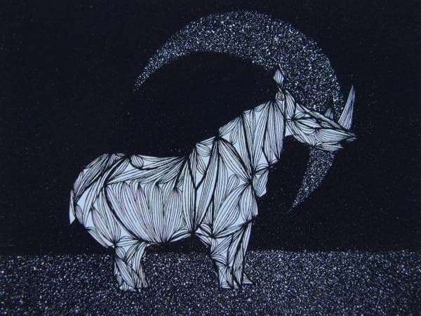 加山又造、サイ、希少画集画、新品額装 - メルカリ