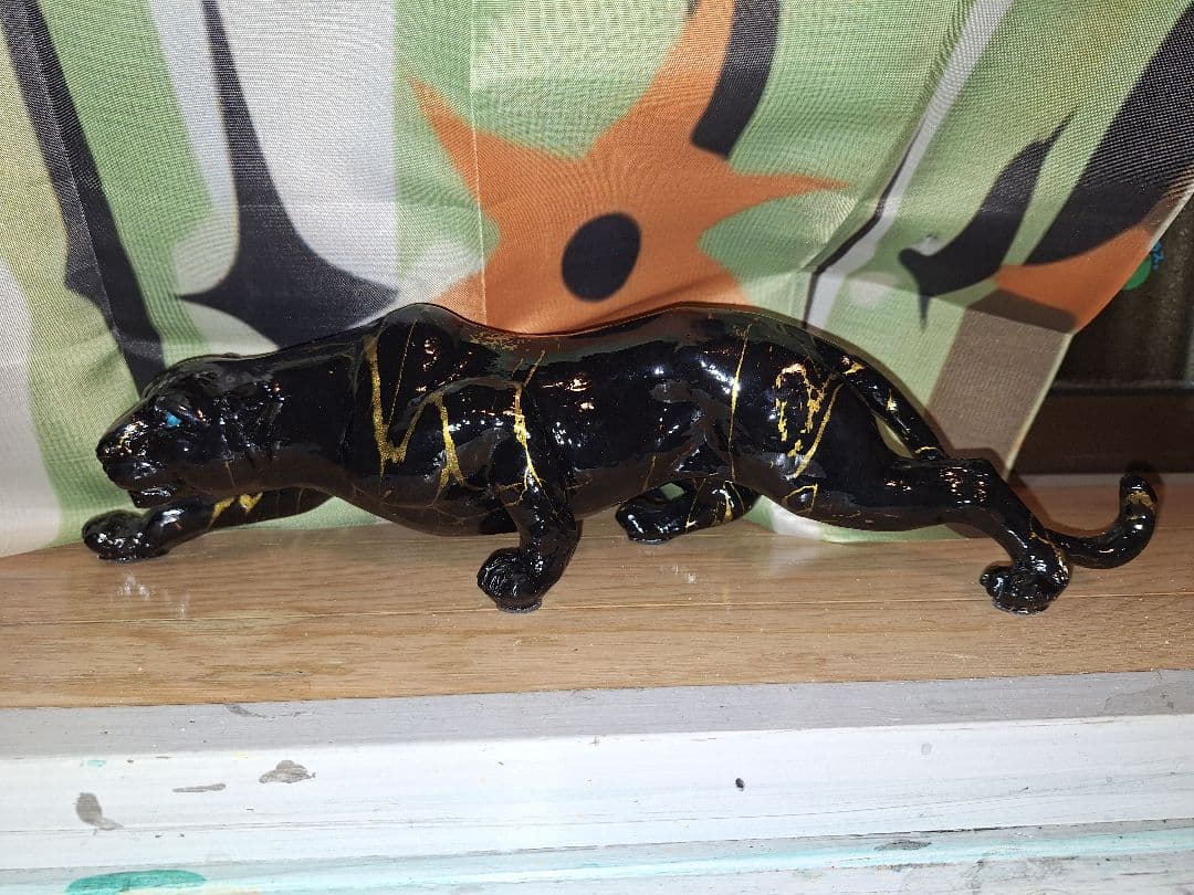 50,s50年代 パンサー 置物 約38cm BlackPanther ブラックパンサー 黒豹 TV ランプ 置物 50'sVintage - A