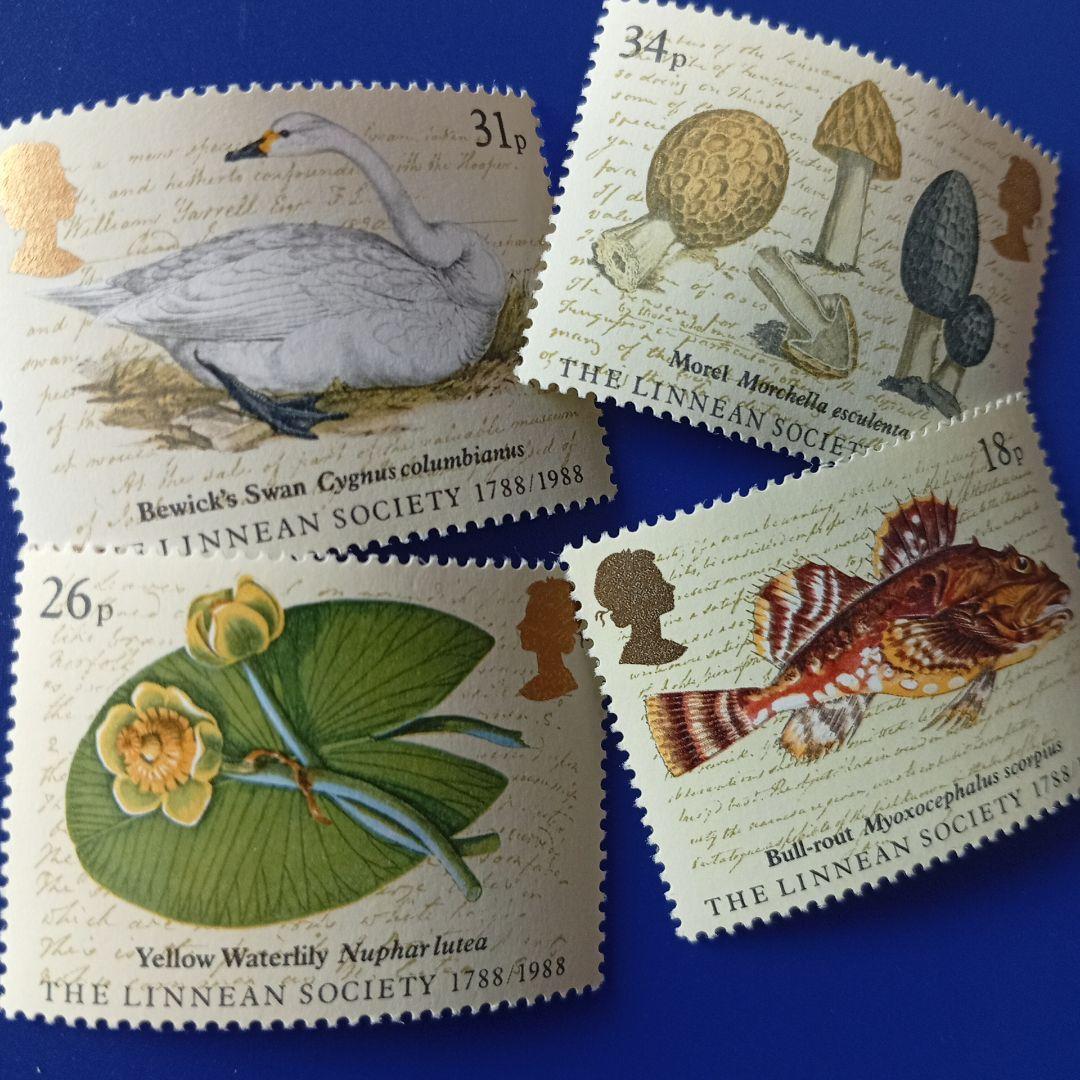9604 外国切手 イギリス 1988年 リンネ協会200年 動植物 4種 - メルカリ
