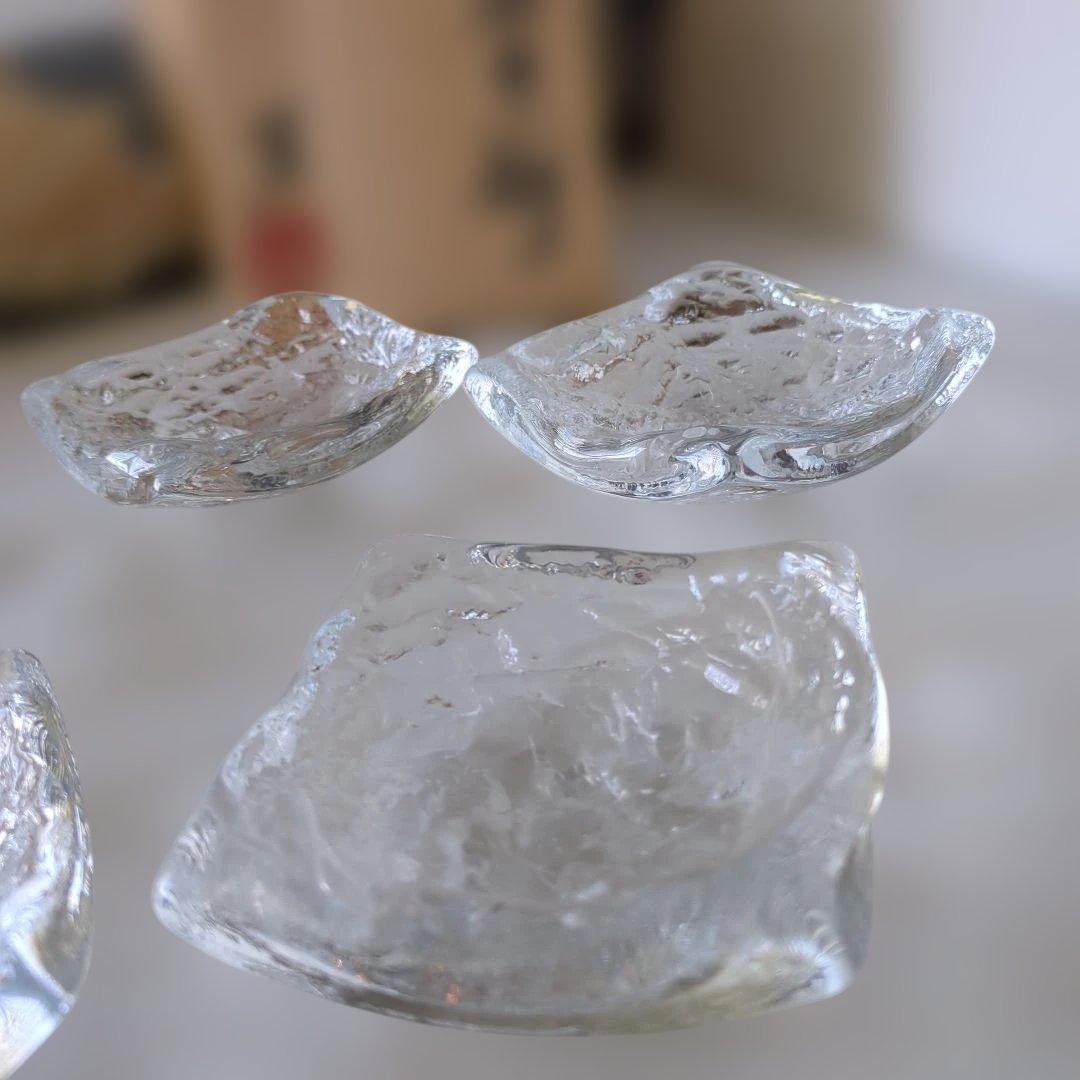 益田芳徳 硝子 石目 小鉢 五客揃 共箱付 ガラス 作家