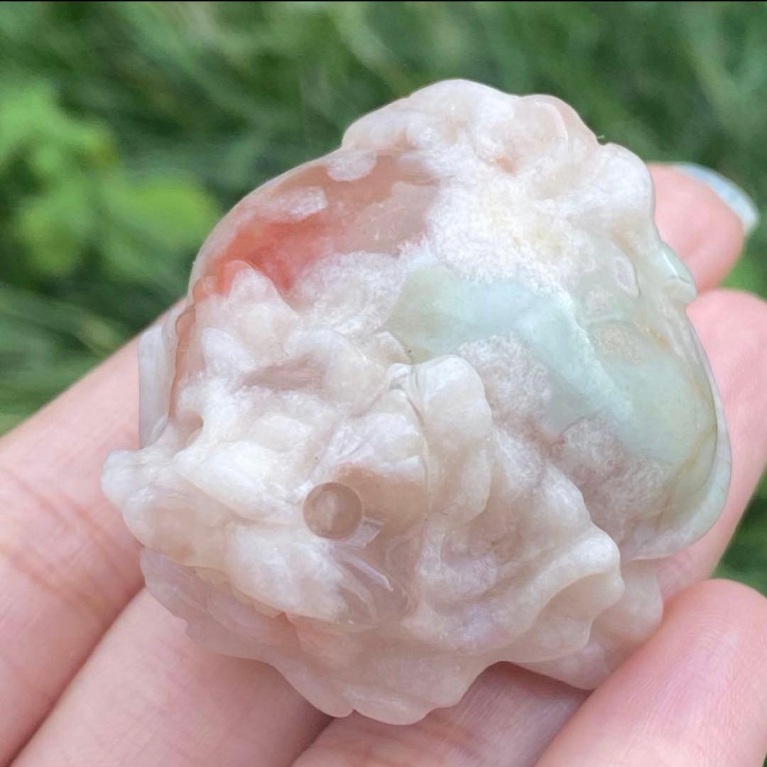 希少 グリーン桜瑪瑙 フラワーアゲート チェリーブロッサム 龍亀 天然石 置物 Green Cherry Blossom Agate Drop 1 ✧ グリーンチェリーブロッサム
