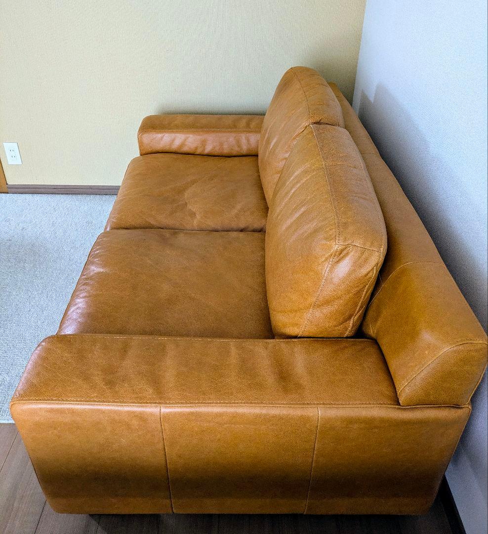 セリュー ソファ 1600 スムース キャメル（2.5人掛け本革ソファ