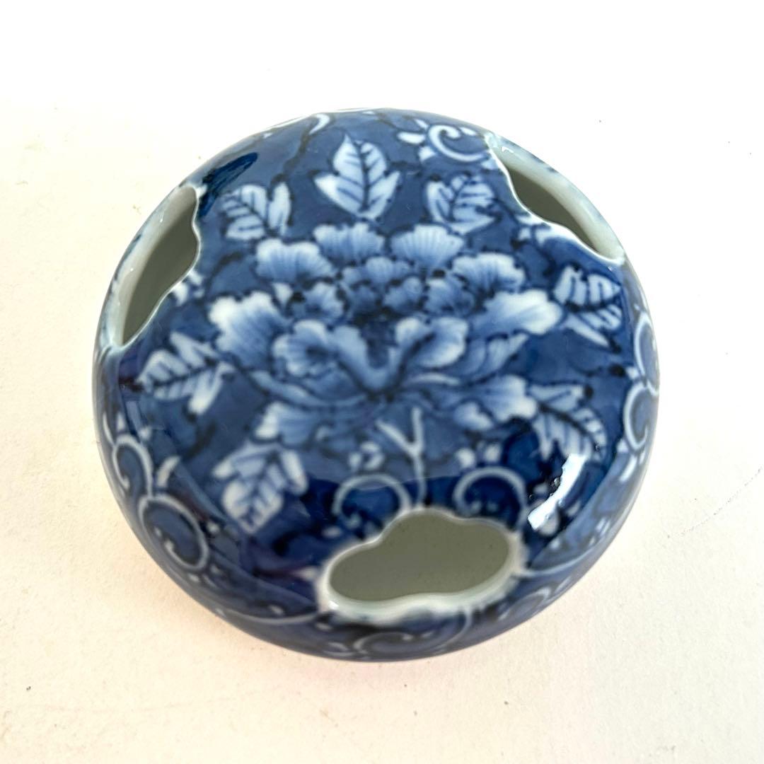 未使用】京焼 清水焼 京都 香炉 染付け 平安 木箱入り 土山 松泉作