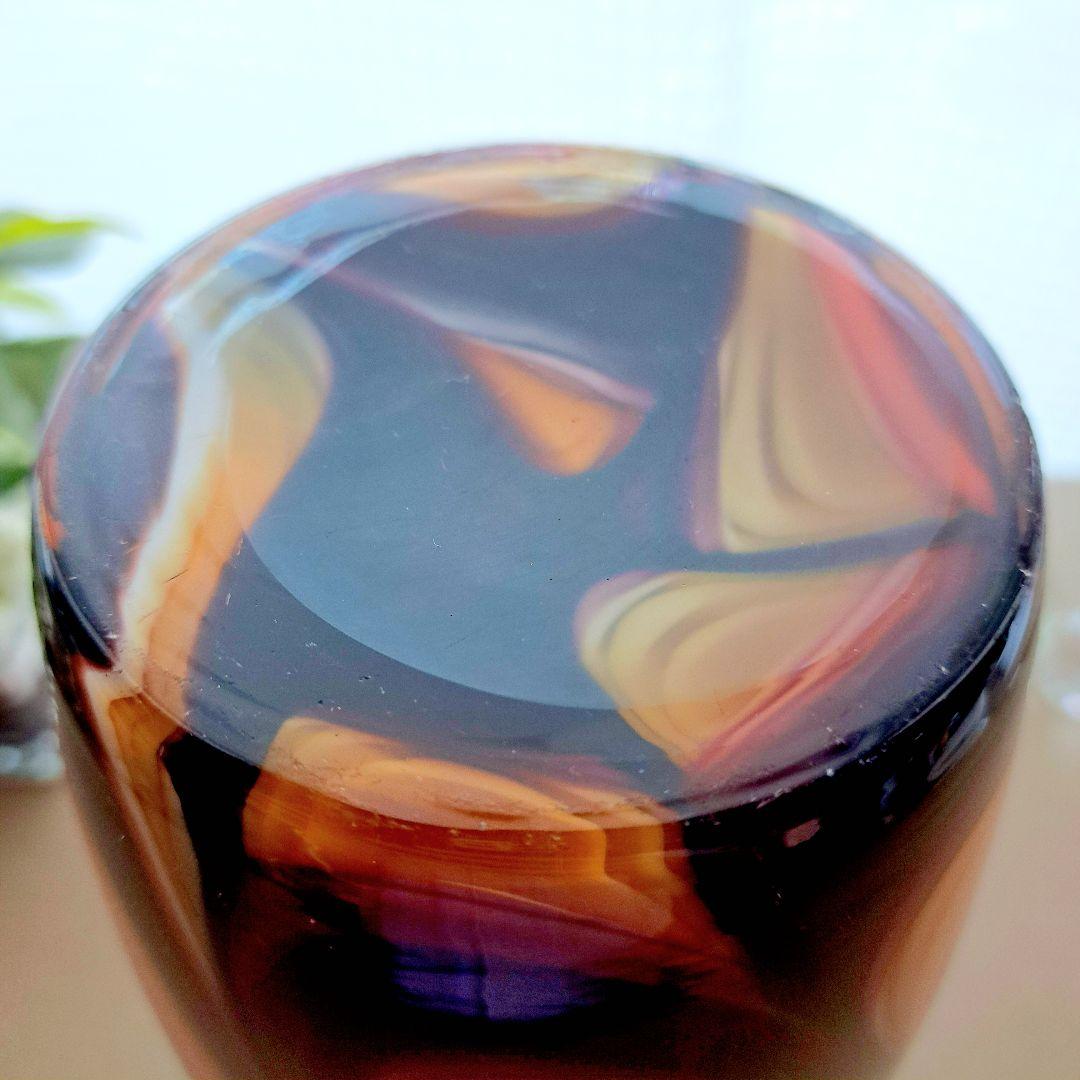 マルティグラス☆マーブル模様☆赤 × 黒☆フラワーベース☆花瓶