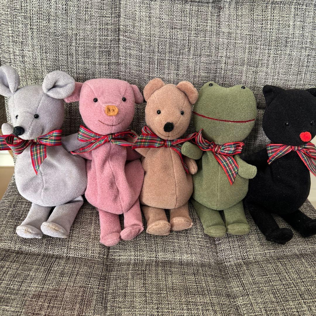 超希少★昭和レトロ　sekiguchi プチフルール ぬいぐるみ　動物　５体 レトロ セキグチ Sekiguchi ぶた ぬいぐるみ 中古品 プチフルール