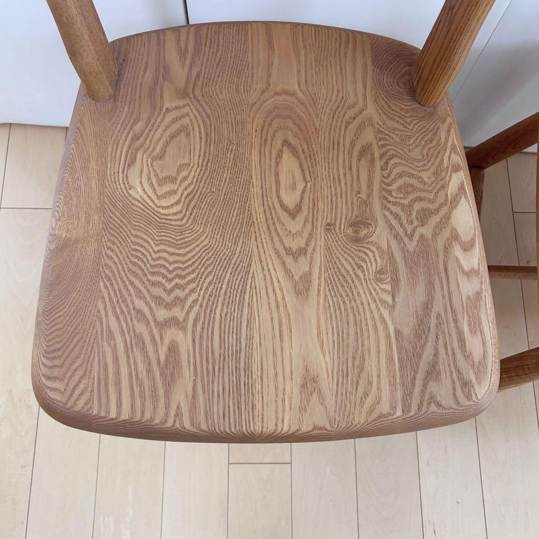 無垢材 ダイニングチェア ナラ材 丸脚 虎斑 丸貫構造 天然木 リビング
