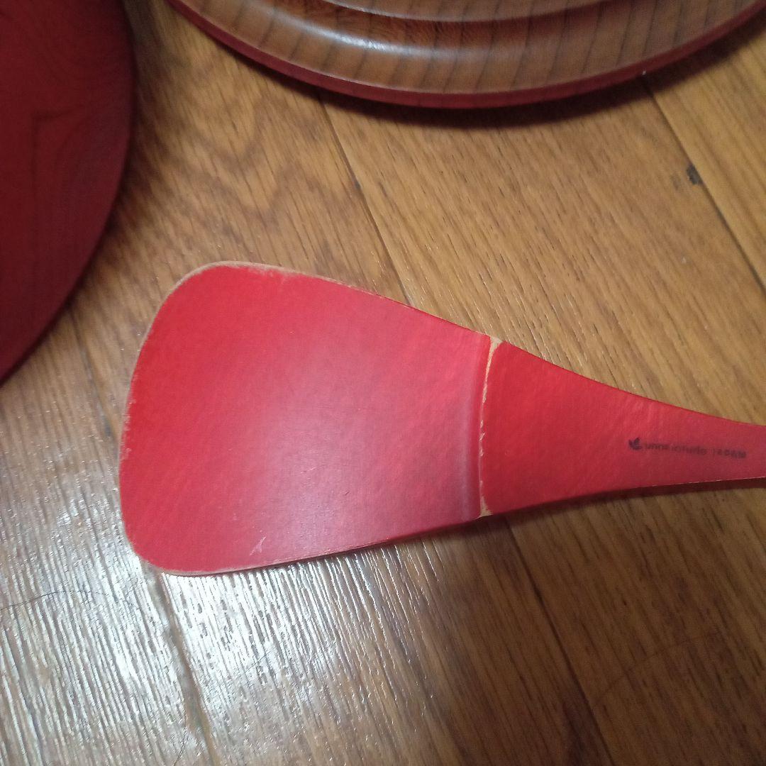 卯之松堂 木製 赤 朱色おひつ しゃもじセット 直径約20cm