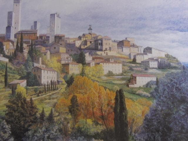 西嶋俊親、【丘陵塔景 SAN GIMIGNANO】、希少な額装用画集より