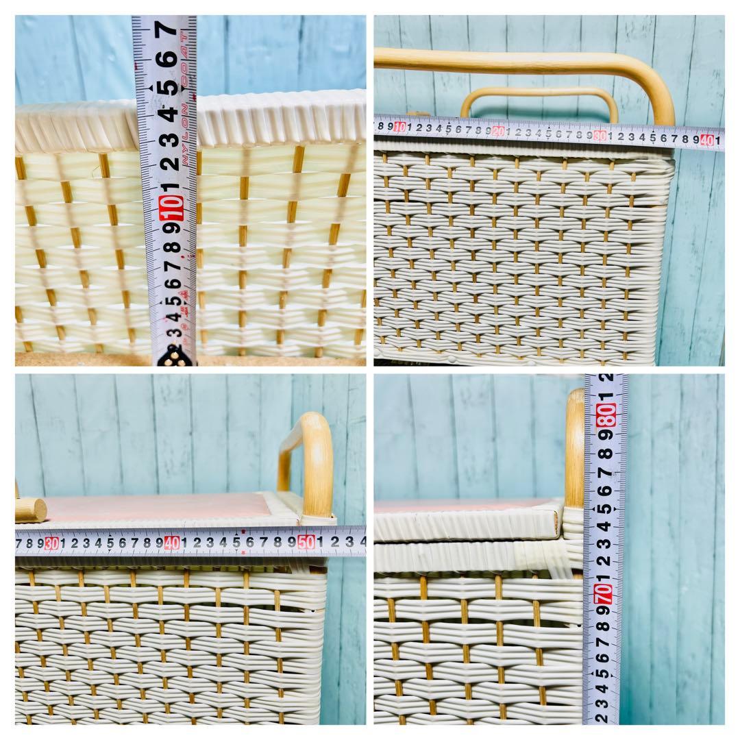 ミッフィー ピンク 籐ラタン 大型 蓋付 バスケット3段 昭和レトロ レア