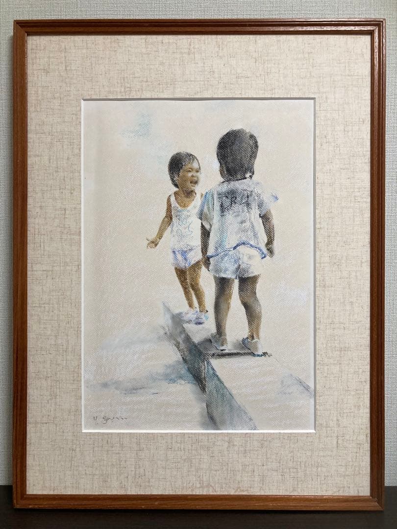 【真作保証】櫻井幸雄「陽光」パステル画 直筆サイン 真筆 額装 絵画 agmotokawa_sakuraiyukio-toigoal