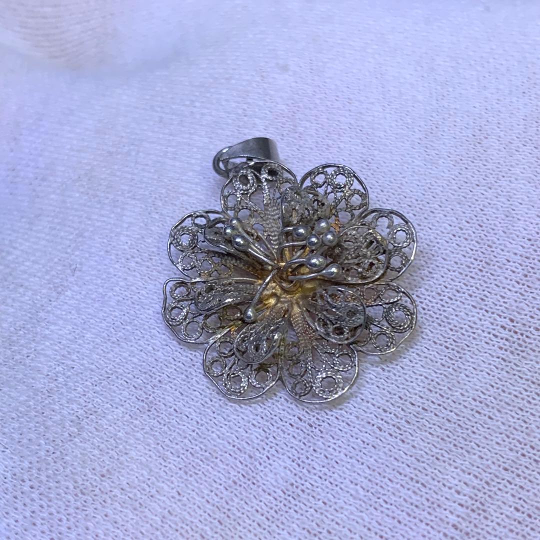 《アンティーク激レア》⭐︎silver925フィリグリーフラワーペンダントトップ⭐︎