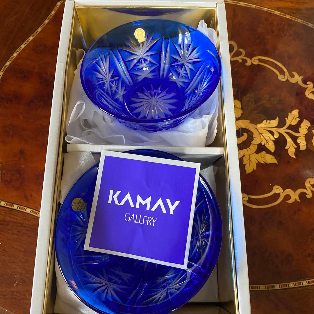 クリスタルダルク クリスタル カメイ 切子 小鉢 ブルー 藍色 5個