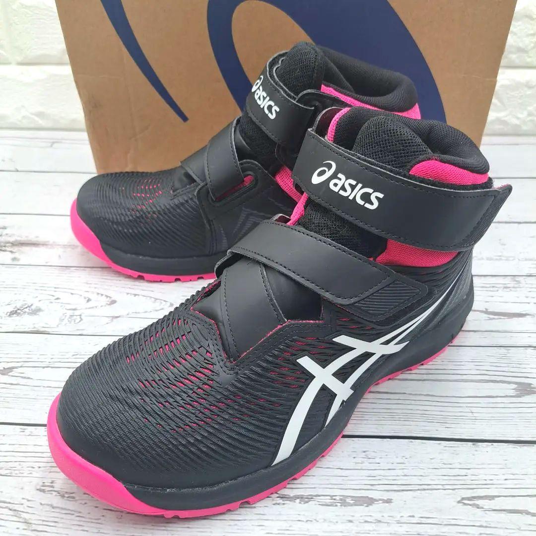新品同様 asics アシックス 24.5 安全靴 ハイカット ベルクロ 作業靴