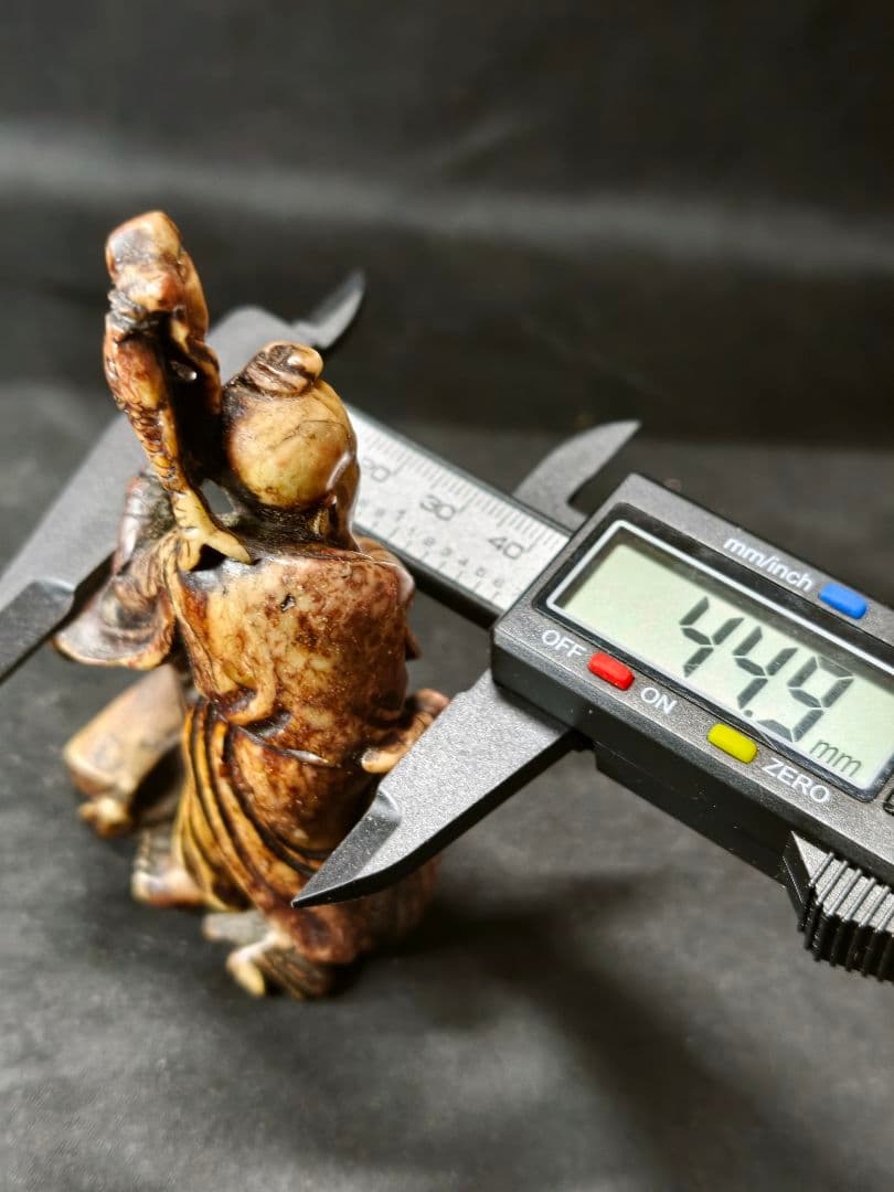 寿山石彫刻置物 姜太公像 時代物 中国骨董 アンティーク 旧家蔵出し