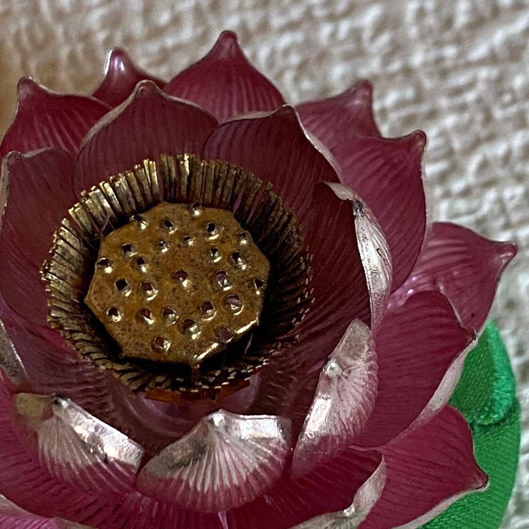 美品✨光則 純銀製仏花 蓮飾り（ピンク）1.7号 仏具 おりん 純金仕立て