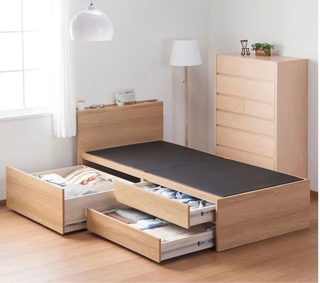 ニトリ　NITORI シングルベッドフレーム 収納付き ニトリ（NITORI） 【大容量収納付き】すのこチェストベッドフレーム