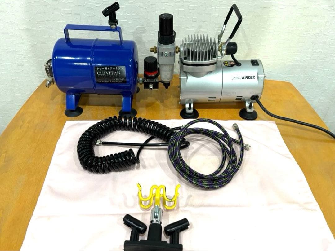 チ*こ様 エアテックス コンプレッサー APC-001R + アネスト岩田エアタ AIRTEX APC－001【エアブラシ用コンプレッサ】＝塗料・塗装機器