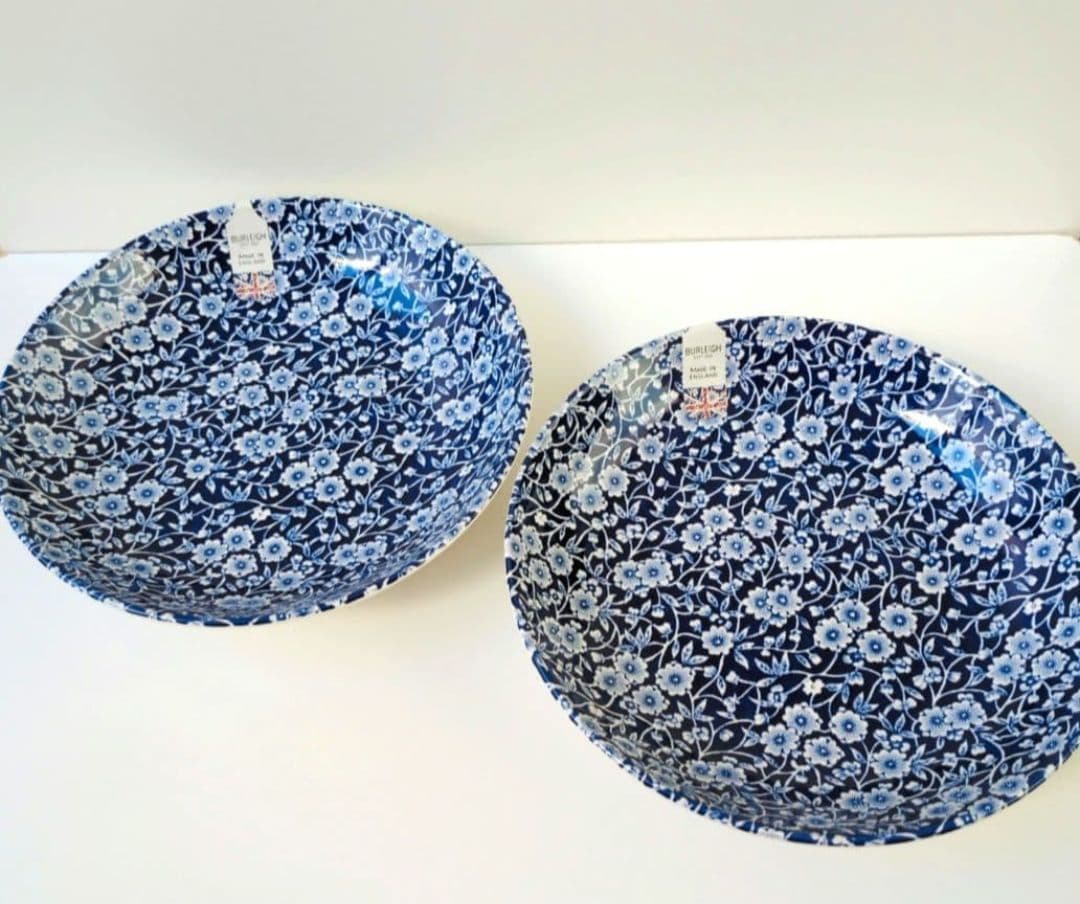 バーレイ　ブルーキャリコ　パスタボウル　２枚 Amazon | Calico ブルーキャリコ バーレイ社 パスタプレート 皿