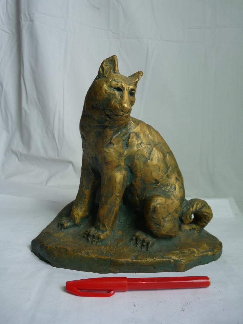 北村西望「知恩」ワンちゃん 犬 ブロンズ彫刻 ゴールド 人間国宝 北村 西望 作 銅像 ブロンズ 金犬彫刻 オブジェ 本体＆台座
