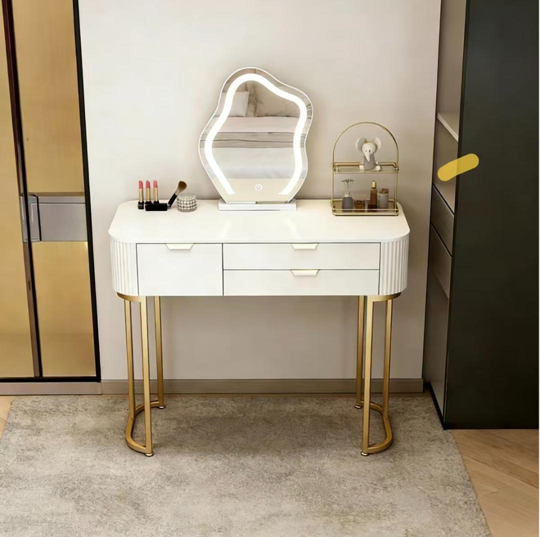 ホワイトドレッサー鏡台 LEDミラー付き訳あり品写真をご確認J212-80-01 Amazon｜ドレッサー コンパクト 白 3色LED ライト 収納沢山 化粧台