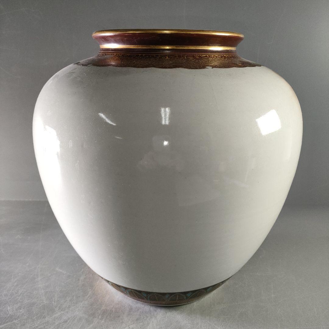 A1150-12/九谷焼/九谷錦水 造/金彩色絵花鳥文花瓶/花器/花入/華道具