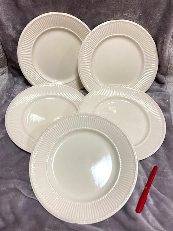 ★ほぼ未使用!!「」黒壷マークのプレート皿5枚セット・26.5㎝ aderia-tyokuei_75051