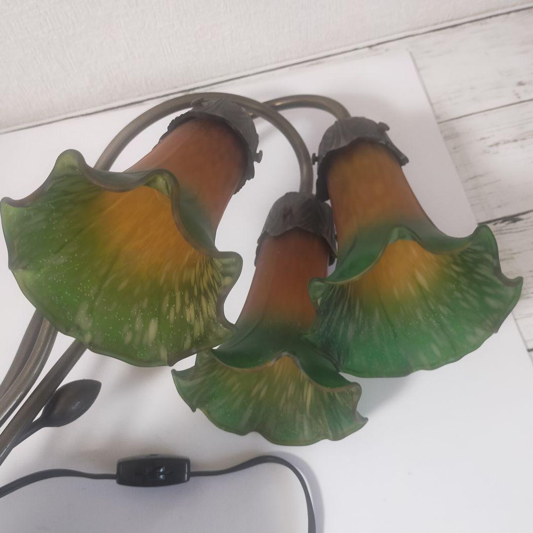 アンティーク調 リリーランプ3灯 アール・ヌーヴォー調 山善90年代製