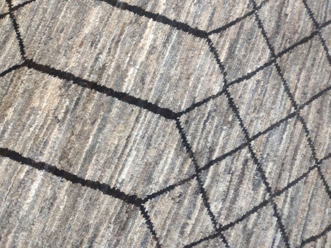 天然無染ラグ リビング 格子柄 201×139 ライトブラウン ソフトタッチ