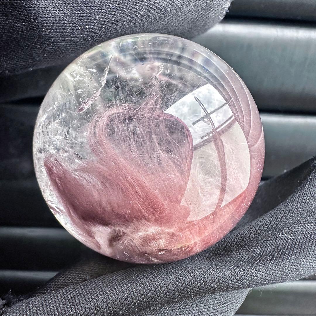 極上別格品❗️超美品♡レインボー☆ピンクサゲニティックインクォーツ丸玉A1295