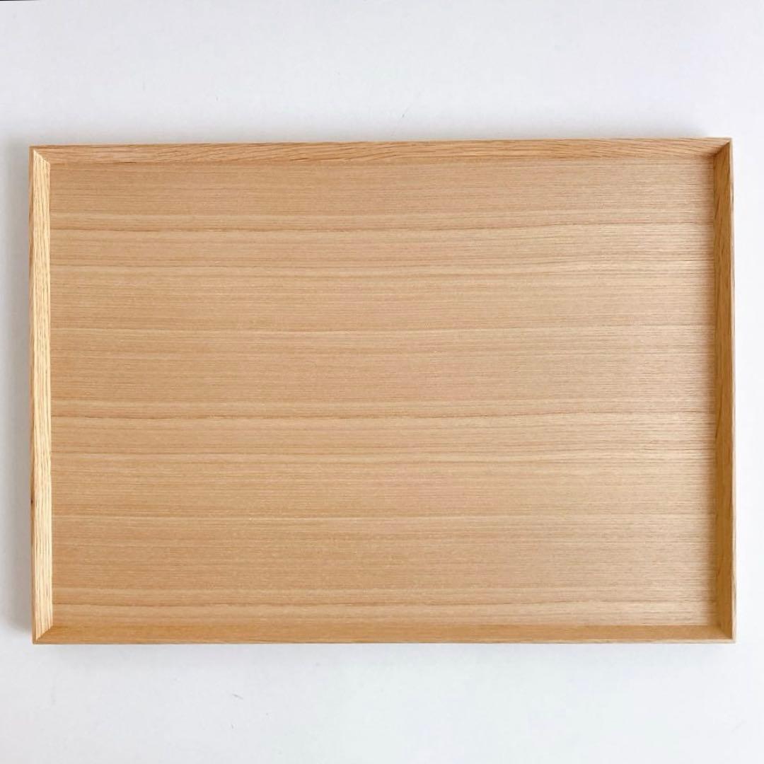 松屋漆器店　白木塗タモ14.0長角盆　お盆　大　2点セット 2/25はポイント10倍／ 松屋漆器店 白木塗タモ 14.0長角盆 長角 約42.5