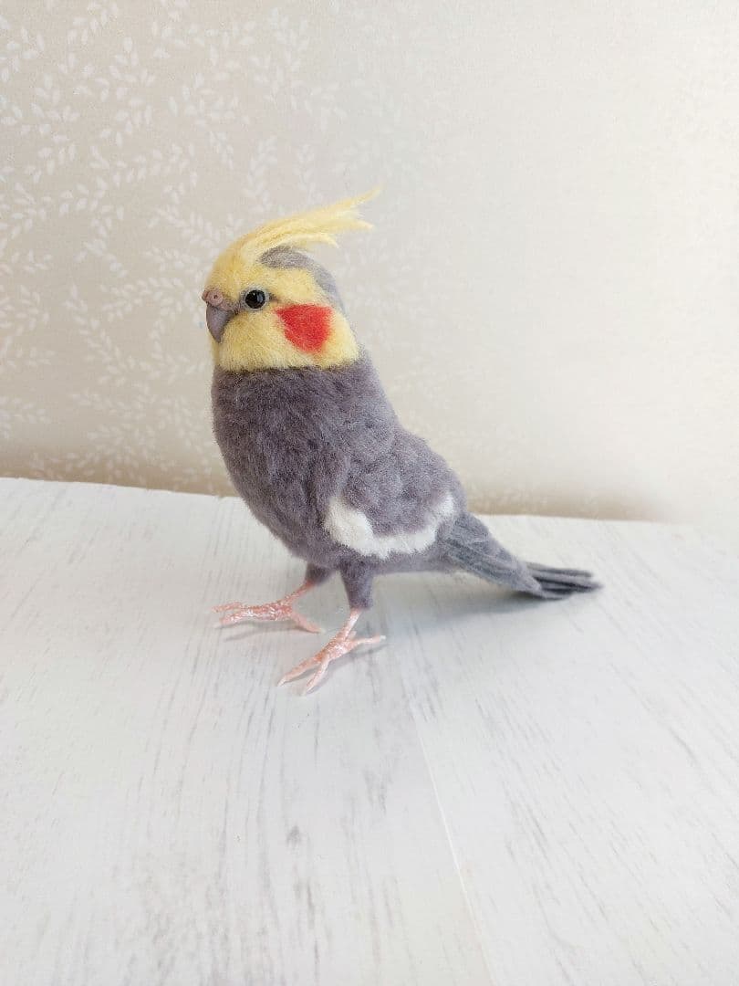 羊毛フェルト　オカメインコ リアル！オカメインコ ノーマル♂ 羊毛フェルト 受注製作 ライフサイズ