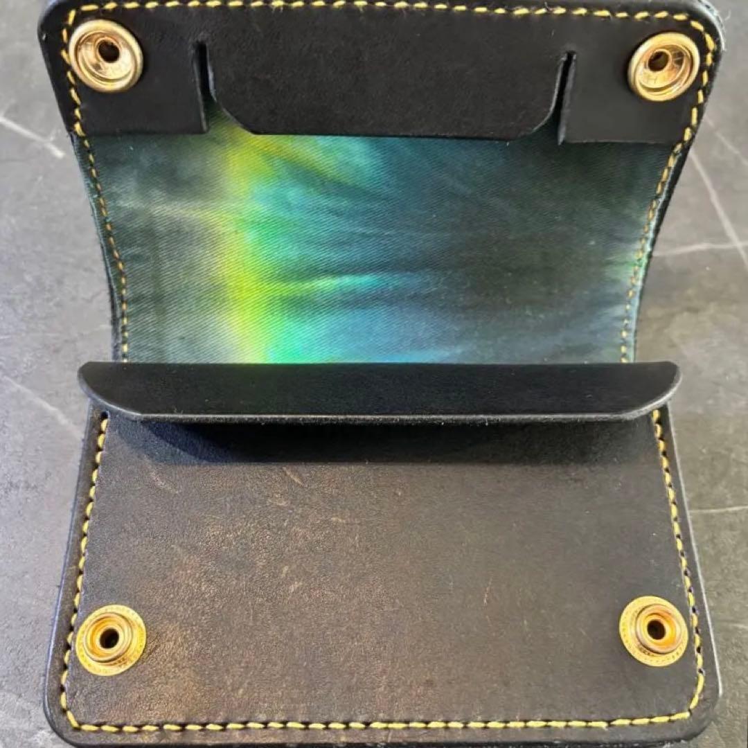 レザーウォレット　トラッカーウォレット　3層　厚手レザー　タイダイ　黒革財布 楽天市場】トラッカーウォレット 3層 栃木レザー 日本製 本革 長財布