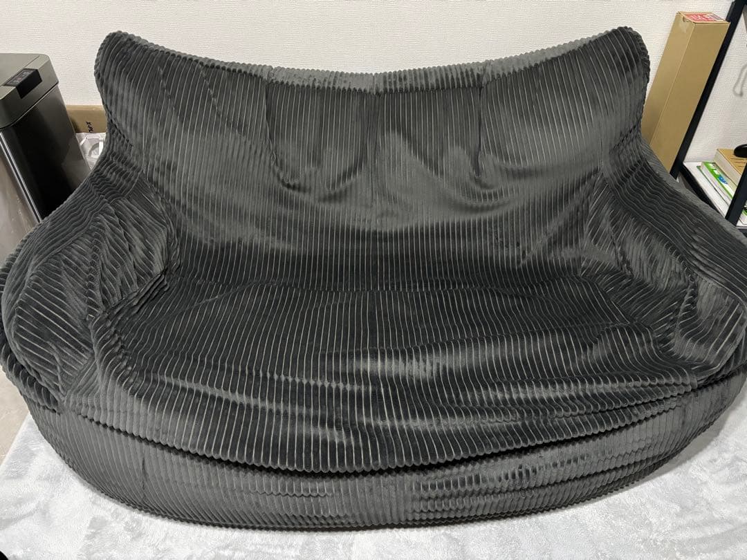 【引取歓迎　東京】LOOSY 2人掛けビーズソファ チャコール 公式】LOOSY 2人掛けビーズソファ Charcoal Check｜2人用ソファ