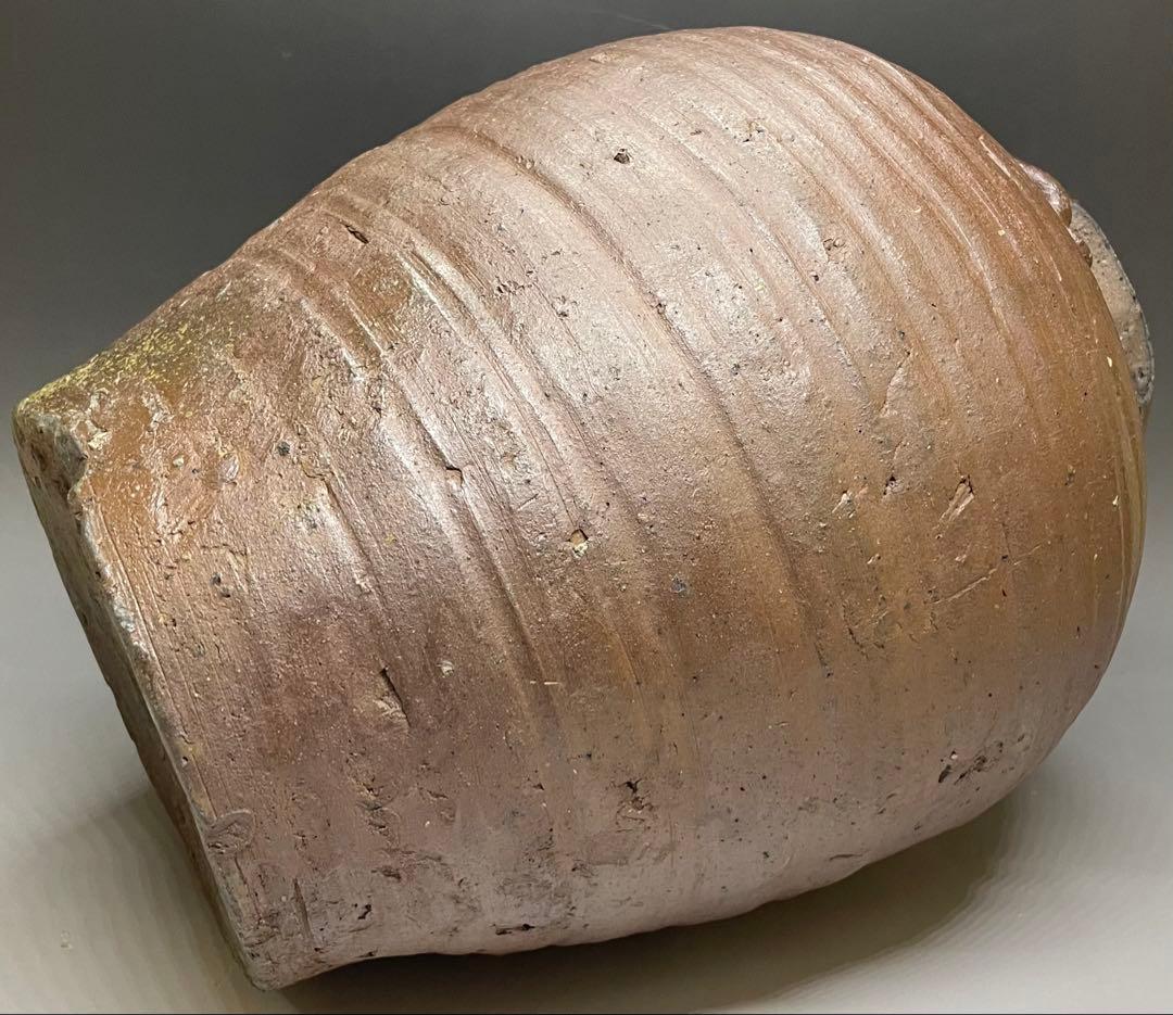 極メ 桂又三郎織 古備前 三耳壺 室町末期 下駄高台 鑑定書付 p9113