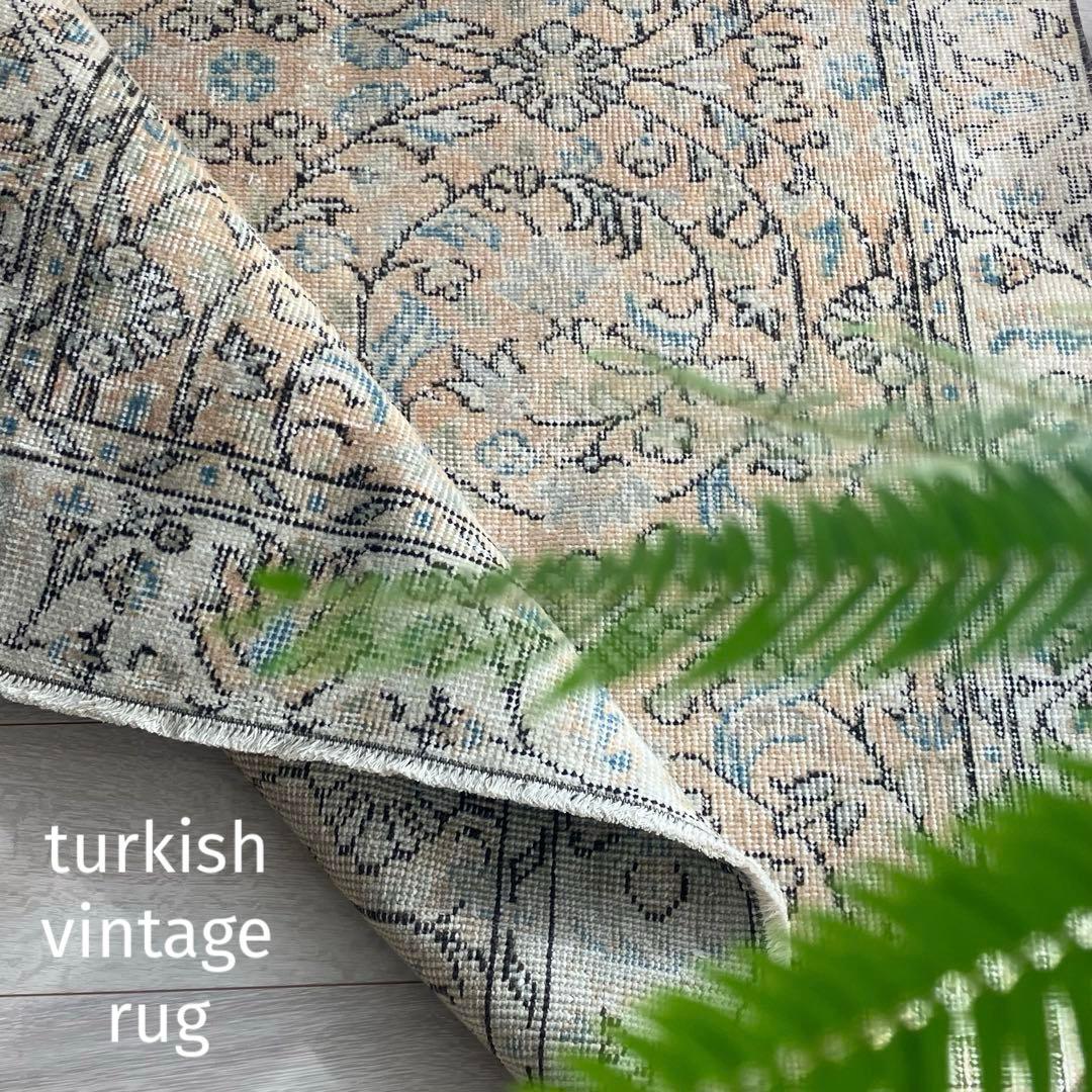 囲みコーラルベージュ✳︎111×211 フローラル ブルー トルコ