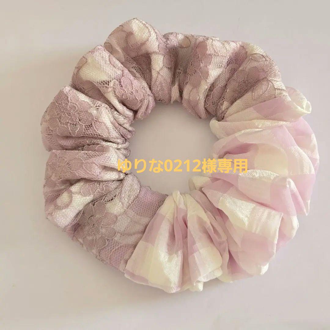 ハンドメイド重ねシュシュ How to make a simple lace scrunchie♪ Sew two layers of wide lace