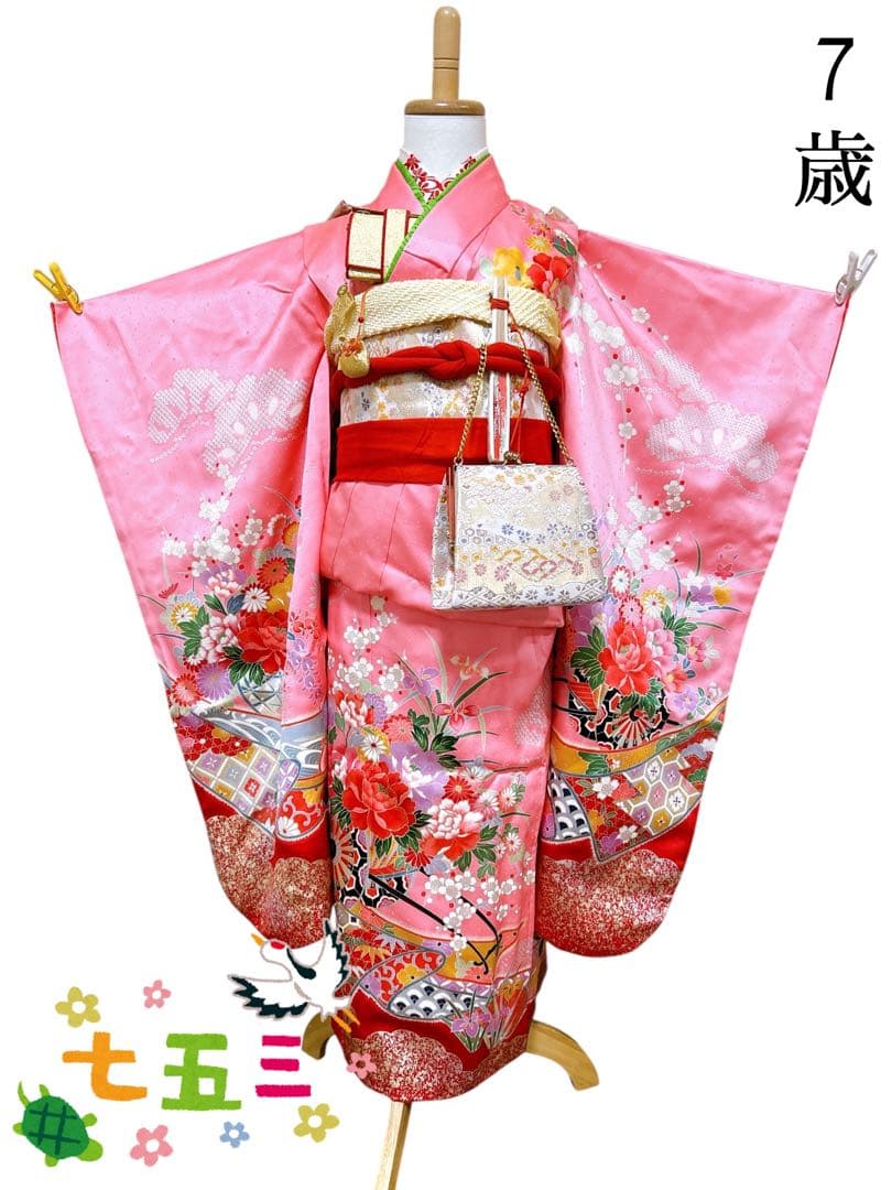 本格正絹♡七五三　7歳　フルセット　一式　ピンク 楽天市場】七五三 着物 7歳 フルセット レンタル 女の子 Y040【高級