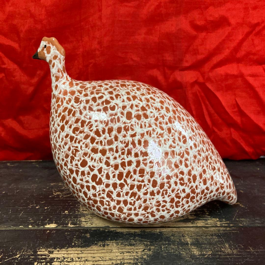 ホロホロ鳥 陶器オブジェ 置物 二体 ハイジ・カイヤール インテリア雑貨