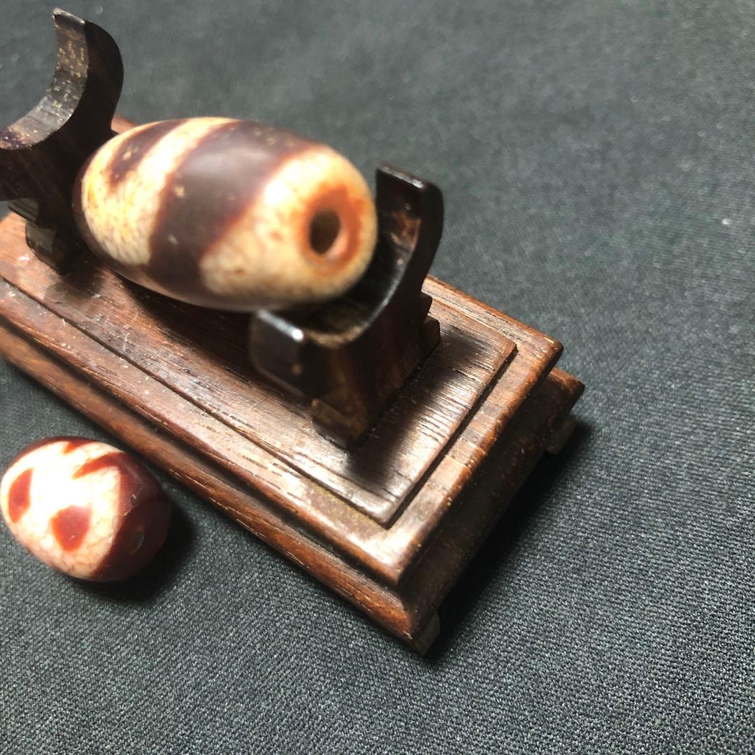 特価‼️西蔵老礦紅朱砂龍紋虎牙金剛星辰天地天珠、金剛杵天珠セット