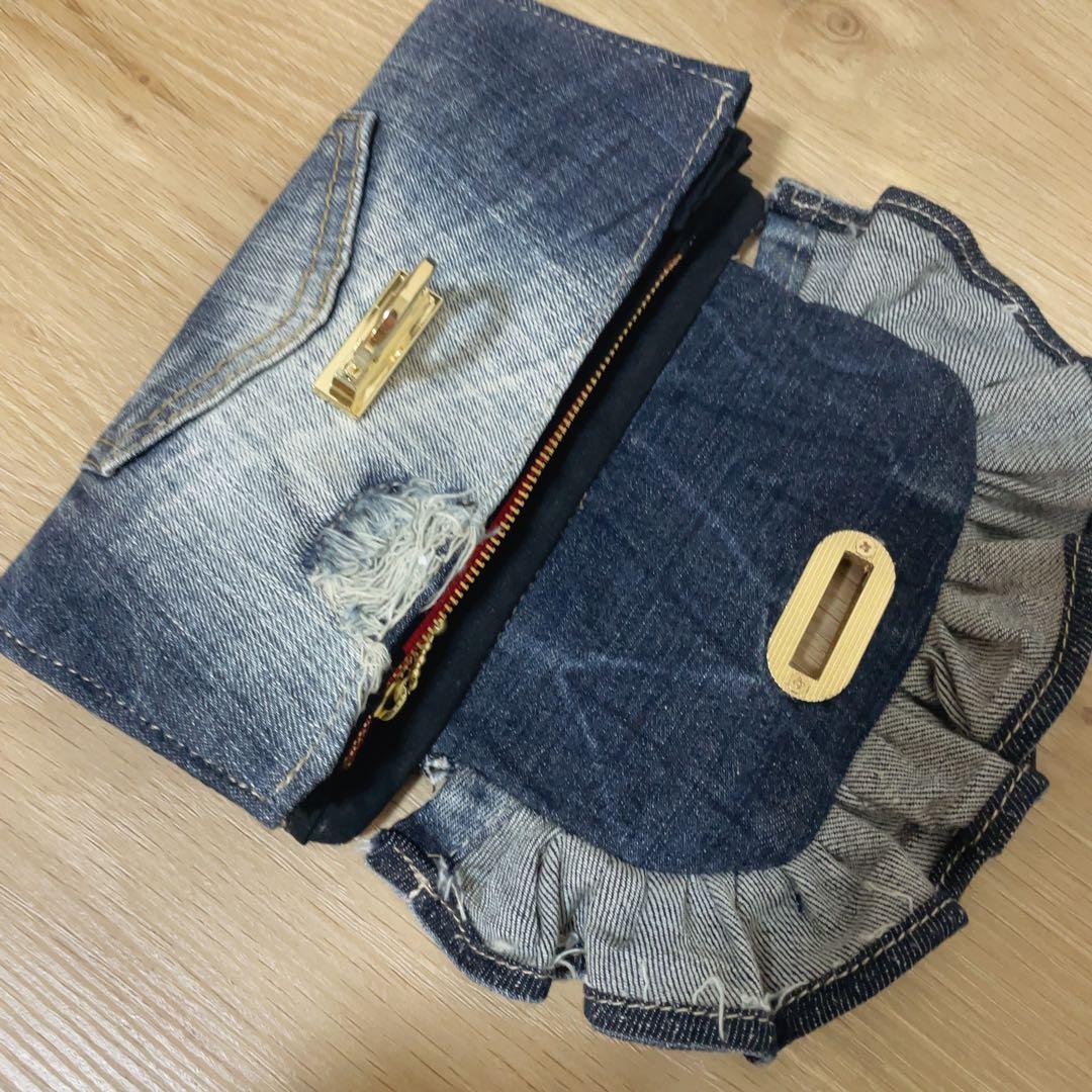 デニム フリル ウォレット｜デニムリメイク フリル ウォレット デニム