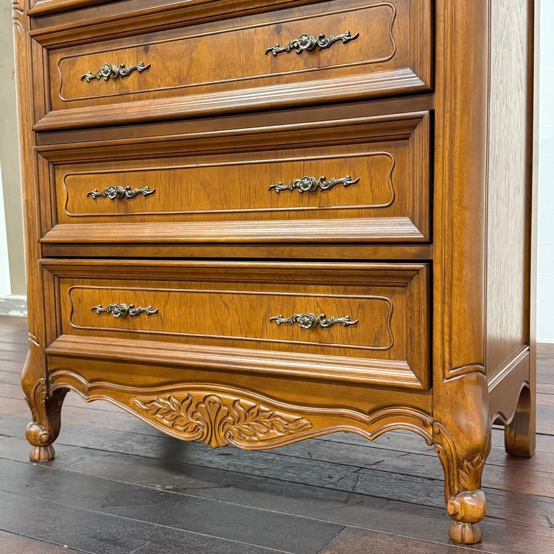 H15K29 猫脚 5段チェスト マカボニー材 - メルカリ