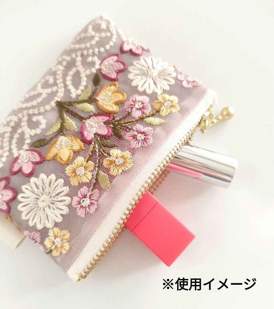 インド刺繍リボン ミニポーチ ピンク - メルカリ