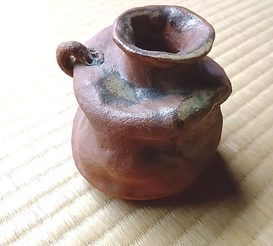 骨董品　徳利　花入　花瓶　異形　へこみ　落款【坂】　備前焼　信楽焼　陶芸 骨董品 徳利 花入 花瓶 異形 へこみ 落款【坂】 備前焼 信楽焼 陶芸