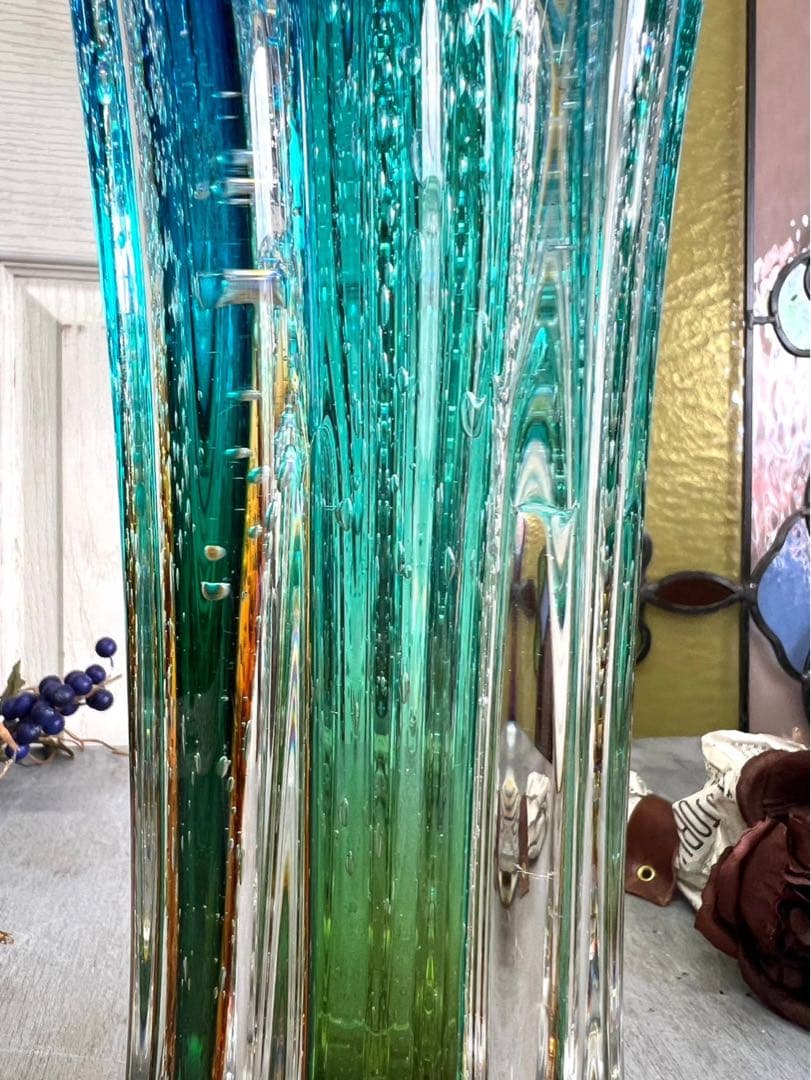 bob様専用＊マルティガラス 花瓶 45cm 重圧 気泡 インテリア 置物