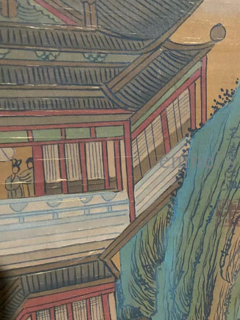 中国古美術 宋代王希孟款 山水図 掛軸 絹本 肉筆 唐物 古画 書道