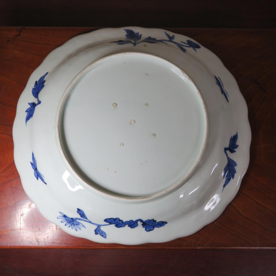 古伊万里 大皿 欠け 変形皿 山水 菊 牡丹 波文 染付 - メルカリ